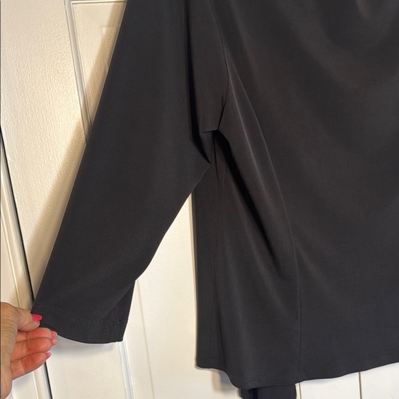 Versatile Connected Apparel Black Open Waterfall Front Topper/Jacket - Picture 3 of 6